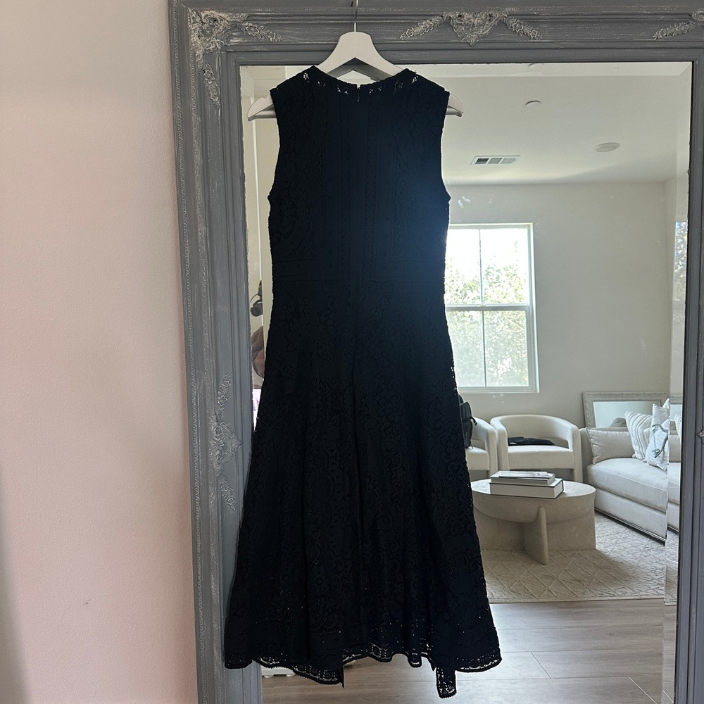 Kobi Halperin Black Lace Crochet‎ Sleeveless Fit Flare Midi Dress 8 - Picture 5 of 9